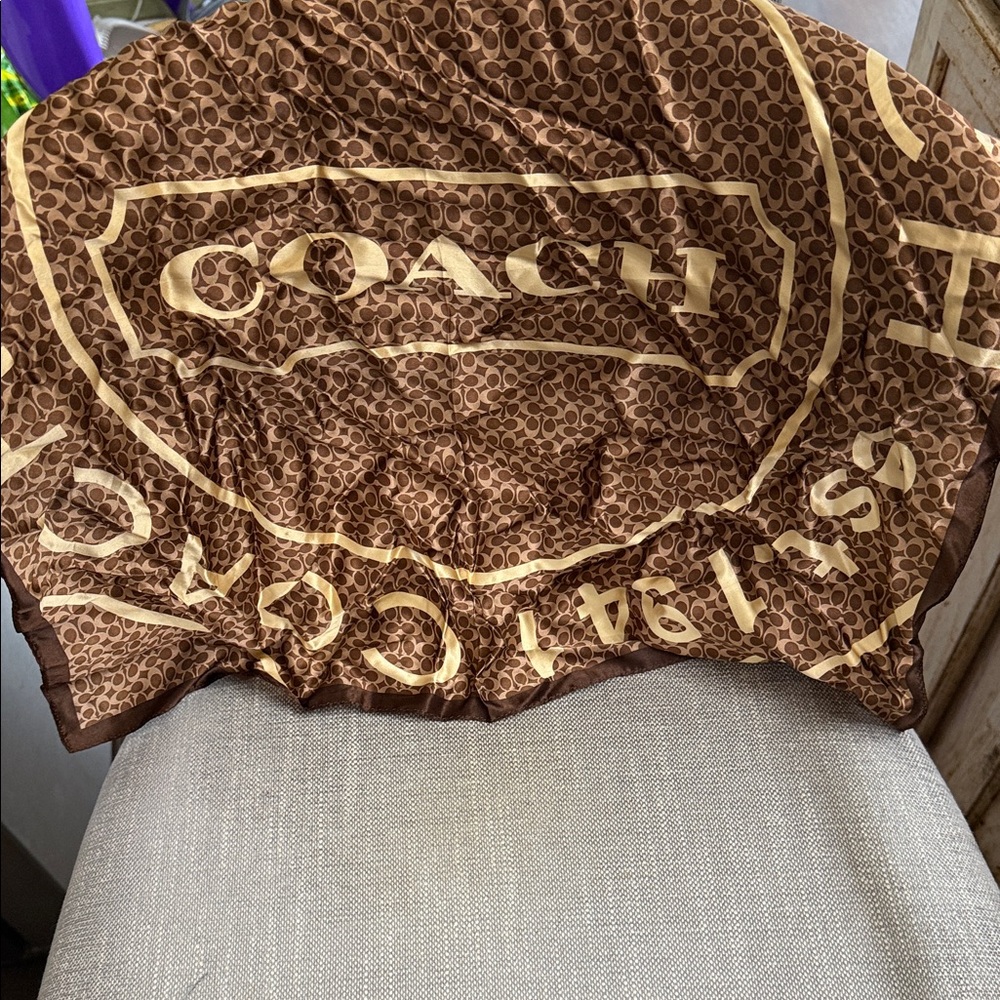 Coach Signature Brown and Tan Silk Wrap